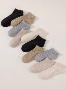 1双/30双装纯色、条纹、平底、提耳混搭款式袜子，简约日系日常百搭，亲肤透气，防臭防滑女士短袜 - 彩色 - 查看 3