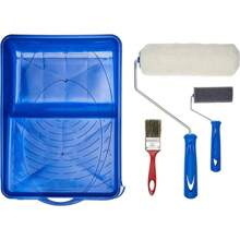 Kit Pintura 5 peças Multiuso Econômico Tigre Rolo De Pintura Para Parede 23cm Suporte Bandeija Trincha Rolinho Pincel - Azul cadete - Visão 4