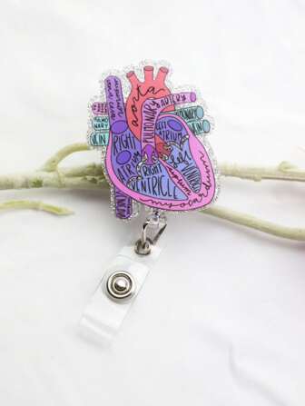 1pc Anatomical Heart Diagram Retractable Badge Reel For Nursing School Stylish Anatomical Heart Diagram Badge Buckle Card Holder For Hospital Workers Nurse Gifts Guts Scrub Suit Nurse Uniform Nurse Accessories Valentines