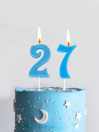 1pc Macaron Blue Number 0-9 Candle For Birthday And Anniversary Party Cake Decoration Candle