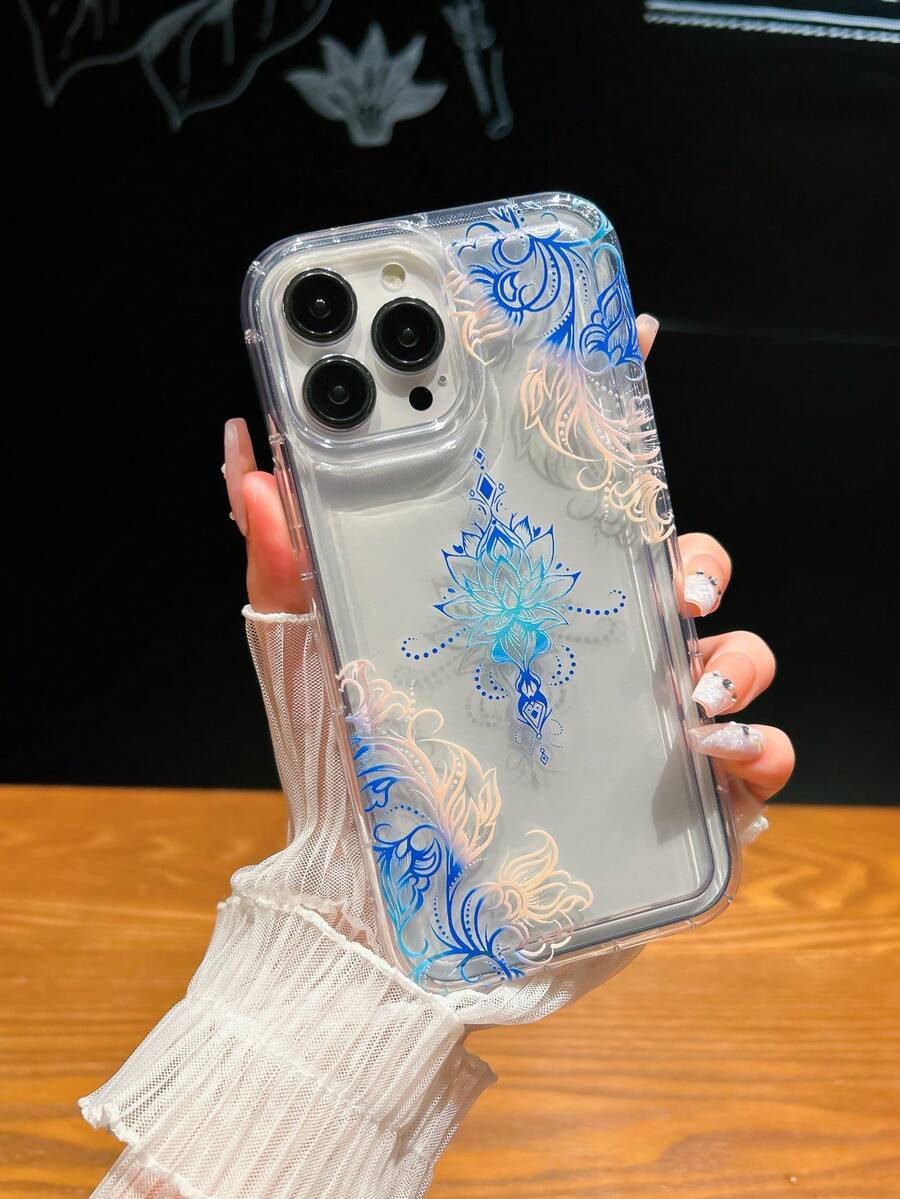 1 Miếng TPU trong suốt Biến đổi dần Hình hoa Creative Chống giọt bắn Ốp lưng & bao da điện thoại Tương thích với iPhone Với Nắp máy ảnh - Trong sáng - Xem 1
