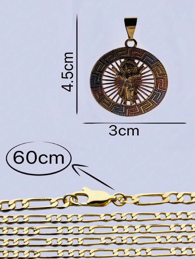 DIVINO NIÑO JESUS, Cadena religiosa, colgante de Milagroso niño Jesús, Medallón dorado, moneda con cadena larga, (oro laminado). - Niño Jesús - Añade 9