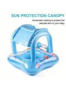 1 pieza - Inflable grueso para sombrilla para ninos ninas de 1 a 6 anos, anillo flotante para asiento de natación, anillo para axila, juguete de playa - Azul - Ver 1