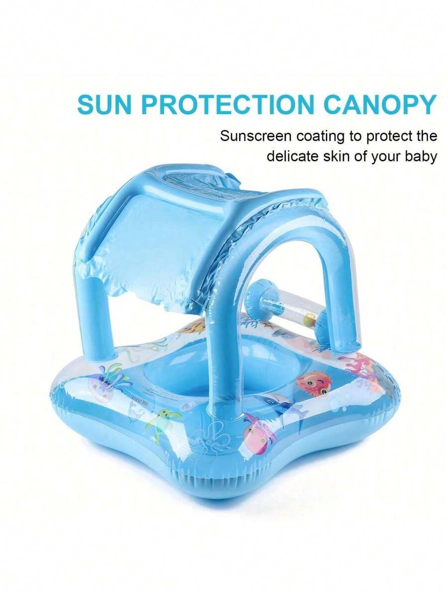 1 pieza - Inflable grueso para sombrilla para ninos ninas de 1 a 6 anos, anillo flotante para asiento de natación, anillo para axila, juguete de playa - Azul - Ver 1