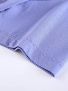 Annil Áo thun nữ mùa hè cổ tròn tay ngắn thời trang năng động mát mẻ hợp thời trang - Màu tím - Xem 5