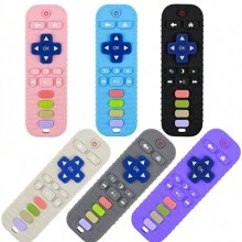 1入組矽膠遙控安撫牙膠玩具,可愛、安全且易於清潔,讓您的寶寶舒適、愉悅