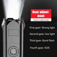 1入組高亮度可充電迷你led緊急手電筒,適合露營、夜間騎行、巡邏、家用等