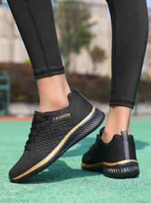 Giày thể thao nhẹ VanWeir dành cho nữ, giày chạy bộ buộc dây, phù hợp cho hoạt động trong nhà/ngoài trời, thể thao và đi bộ hàng ngày - vàng đen - Xem 5