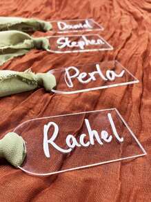 10pcs Acrylic Transparent Blank Name Tag With Arch Design, Diy Decoration For Birthday And Wedding Hanging Sign, Ribbon Not Included - Clear - View 2