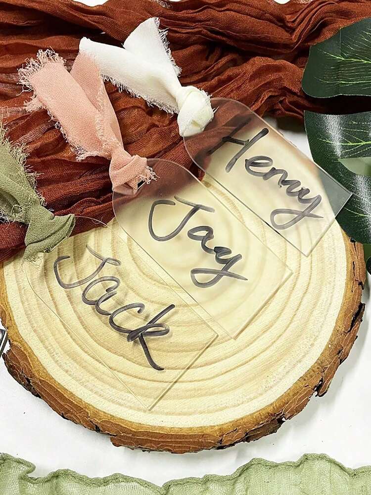 10pcs Acrylic Transparent Blank Name Tag With Arch Design, Diy Decoration For Birthday And Wedding Hanging Sign, Ribbon Not Included - Clear - View 5