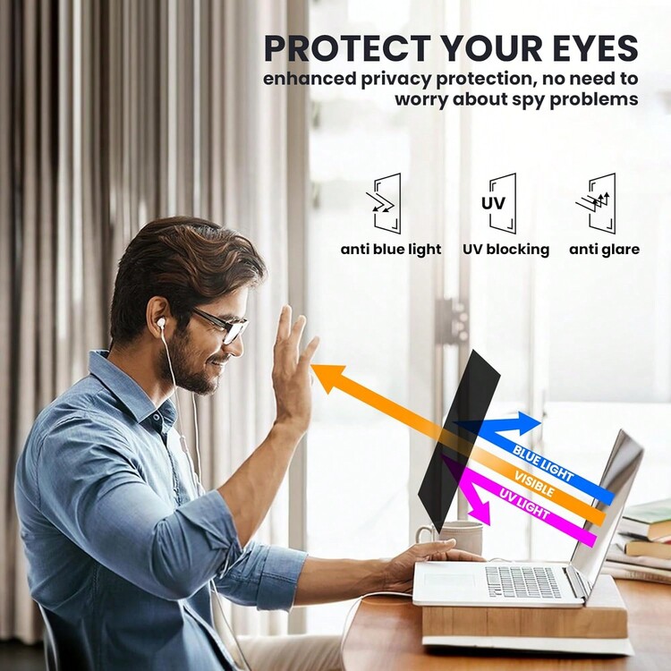 [1包裝]筆記型電腦隱私屏幕濾鏡13.3英寸16:9比例保護隱私濾鏡,防刮花保護膜,確保數據機密性,防眩光筆記型電腦屏幕保護器 - 黑色 - 查看 5