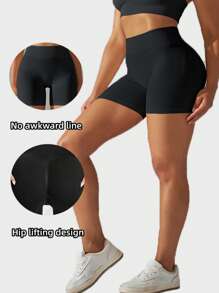 Nahtlose gestrickte Shorts aus Pfirsichhaut, enganliegend mit hohem Bund zur Bauchkontrolle und Po-Anhebung für Laufen, Fitness und Yoga Spandex Shorts Women Boxershorts