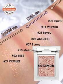 HOLIKA HOLIKA 我最爱的眼影盘 27 DEMURE，闪亮自然眼影粉，显色度高，易于晕染，持久不脱妆，24 小时持妆，韩国彩妆，Eyeglitz，韩妆，0.06 盎司 (1.7 克) 礼盒装 - 27 DEMURE - 查看 2