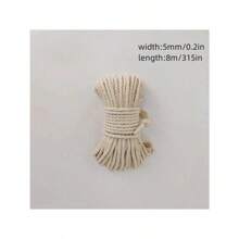 1pc (4mm/0.16in-8mm/0.31in) Wide Macrame Cord, Suitable For Festival Decoration, Gift Weaving Crafts, Handicrafts DIY, Textile & Jewelry Decoration, Wedding & Party Decoration, Home Decoration Braided Rope - Beige - View 11