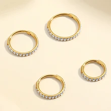 G23 Titanium Nose Ring Hoop Cartilage Earring Hoop Clicker CZ Septum Rings Conch Piercing Jewelry Tragus Daith Helix Earrings For Women 16G 18G 20G Silver Gold 8mm 10mm 12mm