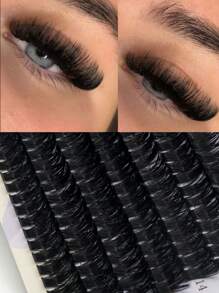 Mi giả Mikiwi 280 sợi, chất liệu 100D, độ dày 0.07mm, kiểu D-Curl, mềm mại, độ dài hỗn hợp 9-16mm, siêu dày và bồng bềnh, thích hợp làm mi nối, mi trang điểm, mi giả dạng chùm, mi rời, mi giả. - màu đen - Xem 4