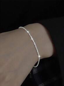 1 szt Modny Musujący Miedziany łańcuszek Minimalistyczny Damski Codziennie Dekoracyjny Bransoletki - Srebro - Zobacz 1