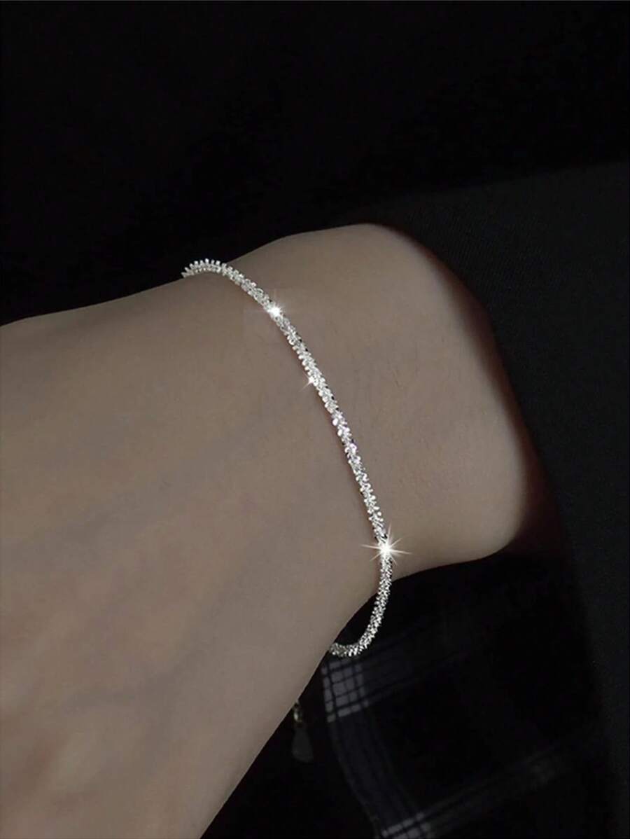 1 szt Modny Musujący Miedziany łańcuszek Minimalistyczny Damski Codziennie Dekoracyjny Bransoletki - Srebro - Zobacz 1