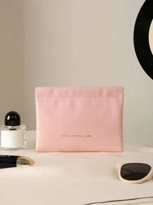 1 个数据线收纳袋，自动闭合大容量便携式通勤袋，适用于化妆品和杂物化妆包收纳袋化妆品收纳袋化妆品收纳盒化妆品收纳架化妆包化妆品收纳袋化妆品收纳袋 - 粉色 - 查看 5