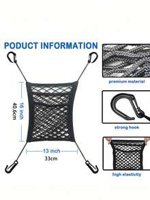 Black Car Mesh Organizer Bag Seat Back Net Bag - Black - View 7