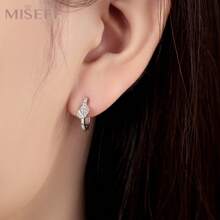MISEFF Mới 1 Bông Tai Nữ Bạc 925 Tinh Tế Cổ Điển Đơn Giản Thanh Lịch Mỹ Trang Sức Nữ Tặng Quà Tặng Sinh Nhật Quà Tặng Ngày Của Mẹ - Bạc - Xem 9