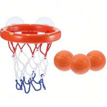 儿童篮球架沐浴玩具套装：配有 3 个软球和强力吸盘，有趣的浴缸射击游戏，是感恩节、圣诞节和生日送给幼儿男孩和女孩的绝佳礼物 - 紅色 - 查看 10
