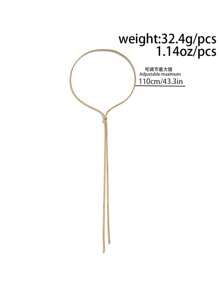 1入組極簡主義蛇骨鏈,帶可調節拉環,通用的毛衣鏈,時尚金屬鏈接飾品,適合女性的日常穿著 - 金色 - 查看 5