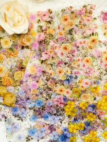 1袋5入 Diy剪貼簿用品,花卉貼紙,防水鍍金閃爍處理,可自由裁剪,裝飾相框筆記本手機殼 - 紫色 - 查看 1