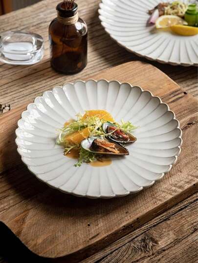 1pc Round Vintage Floral Porcelain Plate, Household Breakfast, Cake & Snack Platter, Cosmetic & Jewelry Organizer, Commercial Steak Plate Christmas Gift