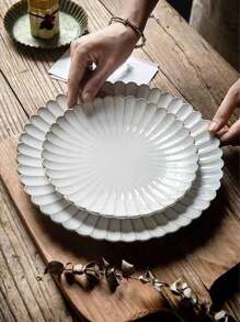 1 pieza Plato de porcelana vintage redondo con diseño floral, para uso doméstico en desayunos, pasteles y meriendas, organizador de cosméticos y joyas, plato para bistec comercial, regalo de Navidad