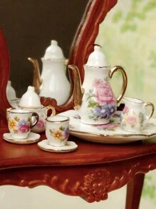 娃娃屋微型陶瓷茶具1:12比例模擬廚房玩具裝飾品 - 彩色 - 查看 11