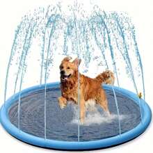 1片可折疊寵物噴水加厚墊子狗狗浴池加厚耐用沐浴盆寵物夏季戶外水浴用品 - 藍色 - 查看 3