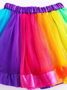 Conjunto de falda de tul arcoiris y diadema de unicornio de colores para niña joven