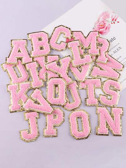 1pc A-Z Letter Patches, 26pcs Total, Iron-On Alphabet Stickers, Suitable For Clothing, Jackets, Bags And Other Decorative Accessories, Letter Badge Stickers