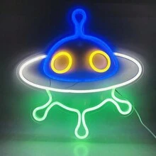 Neon Night Light, LED Neon Signs Night Light Neon Lights Neon Lights For Kids Bedroom USB Operated (Spaceship) - Multicolor - View 5