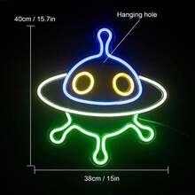 Neon Night Light, LED Neon Signs Night Light Neon Lights Neon Lights For Kids Bedroom USB Operated (Spaceship) - Multicolor - View 2