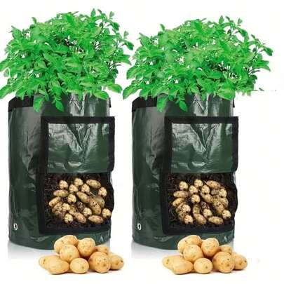 1 Pack 7/10 Gallon Durable Potato Planting Grow Bags, Garden Planter Pot With Lid And Handle, Spring Vegetable Growth Bags, Potato And Plant Cultivation Planter With Access Flap