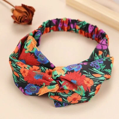 1 件装度假头带，带数字彩色抽象印花情人节情人发带头巾头带吸汗带，发带秋冬发饰女士