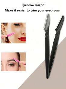 10件套黑色不锈钢眉刀，带防护网，适用于面部和身体毛发修剪，非常适合初学者，防止剃刀灼伤。可用于化妆、家居装饰、梳妆台、旅行、卧室等场合。也可用于化妆配件、眉刀、圣诞礼物等。