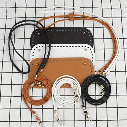 3pcs DIY Handmade Knitted Bag Accessories, Including Bucket Bottom, Drawstring, And Shoulder Strap