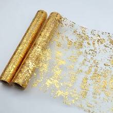 1 Piece Golden Table Runner, Sequin Glitter Foil Metallic Thin Mesh Table Runner Roll 11"X112", Golden Table Decorations For Event Party, Wedding, Birthday Parties, Christmas - Gold - View 7