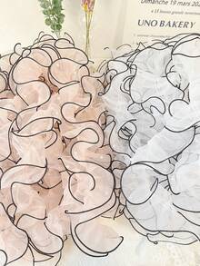 2碼熨褶縐紗絨帶，帶有珠子和花朵的DIY裝飾，適用於鏡子、窗簾、服裝設計、蘿莉塔風格蕾絲邊縫飾 - 藕粉色 - 查看 4