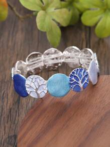 1入組波西米亞復古鋅合金幾何造型銀色彩繪搪瓷手鐲,適合女士派對、禮物或個性化穿搭 - 銀色 - 查看 11