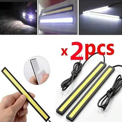 2pcs 17cm Universal White Light Cob Led Car Daytime Running Light