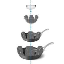 Protectores para ollas y sartenes de 3/6 piezas - Juego de 3 tamaños diferentes - Proteja y separe sus utensilios de cocina. - Gris - Ver 1