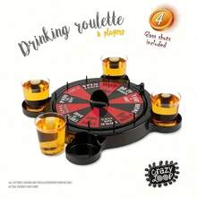 4 Players Russian Roulette Wheel Drinking Game Set, Perfect For Adults' Party, New Year'S Game, Valentine's Day Game Or Gift, Suitable For Bars, Ktv And Nightclubs - Multicolor - View 1