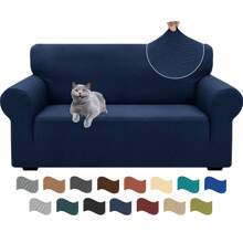 YSTYLE Stretch Sofa Cover 1/2/3/4 Seater, Sofa Cover Non-Slip With Armrest, Elastic Couch Cover Jacquard, Universal Sofa Cover Modern, Sofa Cover Dog Cat For Living Room - Navy Blue - View 9