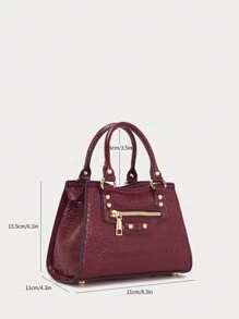VANESSAMAY&DKMG 1pc Crocodile Pattern Small Handbag And Crossbody Bag For Women, Suitable For Mother's Day, Holidays, Business, Casual, Travel, Commuting And Office Work, Daily And Special Occasions Gift Office Bag & Business Casual Bag For Women, Perfect For Office, Business And Work, Fashionable Burgundy Bag, Bag For Women Elegant, Eye-Catching Work Bags For Women