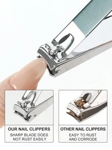 pinpai Bộ 4 kìm cắt móng tay bằng thép không gỉ, kìm cắt móng chống văng, kéo cắt móng miệng rộng, dụng cụ làm móng tay và móng chân (tự động thu gom móng vụn) - Màu xanh lá cây đậm - Xem 6