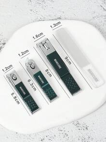 pinpai Bộ 4 kìm cắt móng tay bằng thép không gỉ, kìm cắt móng chống văng, kéo cắt móng miệng rộng, dụng cụ làm móng tay và móng chân (tự động thu gom móng vụn) - Màu xanh lá cây đậm - Xem 4